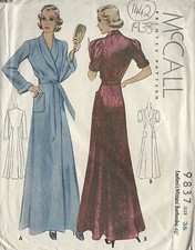 1938 Vintage Sewing Pattern B36 BATHROBE DRESSING GOWN (1442) 