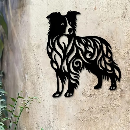 Metal border collie wall art - wall,