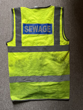 LEO WORKWEAR Yellow HIVIS Hi-Viz Waistcoat Vest SEWAGE badges SMALL gay fetish