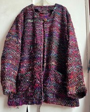 ♲Stunning *ETHICAL NOMADS* Colourful 100% Raw Silk Woven Jacket XL Plus♲