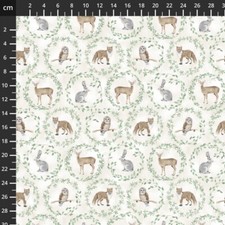 Fat Quarter Blank’s Jaded Forest Medallions Owl Fox Deer Hare 100% Cotton Fabric