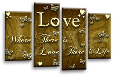 Love Wall Art Quote Gold Cream