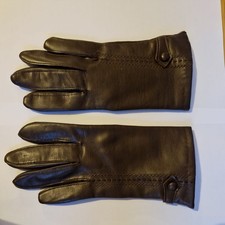 Debenhams Brown Leather Look Ladies Gloves Brown Faux Leather Gloves Medium B18