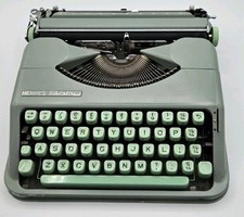 Vintage Hermes Baby Portable Typewriter In Case - Sea Foam Green - **Read Desc