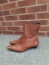 Roberto Vianni Boots 39  Light Tan Ankle Low Heel Pointed Vintage Slim Fit