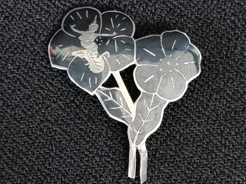 Siam silver brooch thai niello - silver,