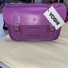 Yoshi Purple Leather Satchel BNWT Cross Body Strap Dewhurst 10.5” High Quality