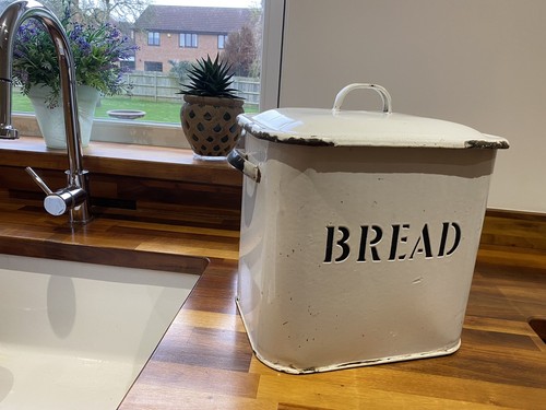 Old enamelware rare bread box - rare,