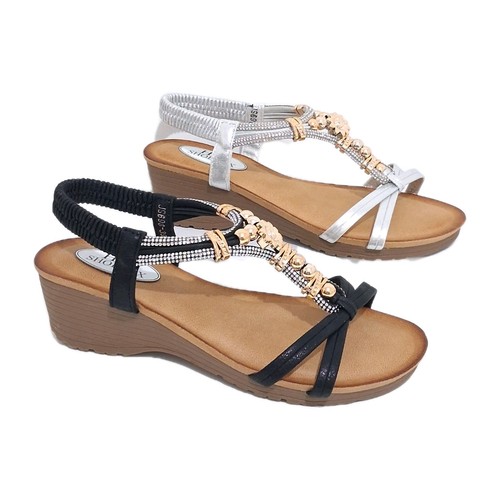 Ladies sparkly wedge sandals - sparkly,
