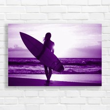 Surfer Girl Silhouette At