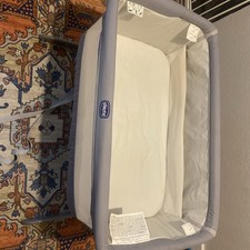 Chicco Next2Me Essential Bedside Crib Stone Grey with Mattress, Good condition