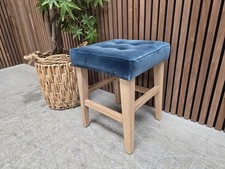 Sofa.com Buttons Short Stool In Deep Turquoise Cotton Matt Velvet RRP.£180