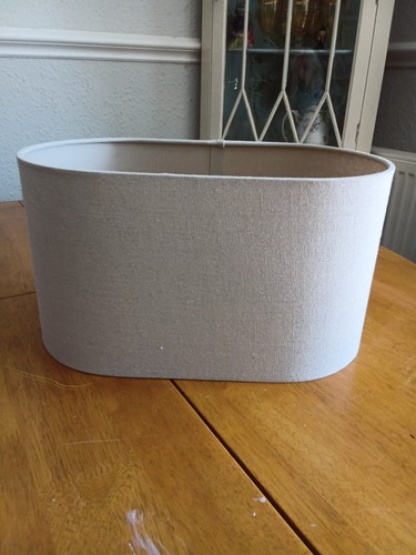Beige linen oval - beige,