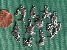 9 mixed Sea Life Charms -