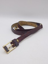Vintage Pierre Cardin Burgundy Snake Skin Skinny Belt Size 30"-32"