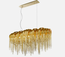 Serene Modern Luxury Tassel LED Empire Chandelier 7 Light Copper Chain Gold