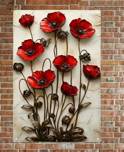 Poppy metal wall art - poppy, 2d