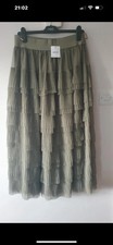 next khaki ruffle tulle skirt 14 bnwt