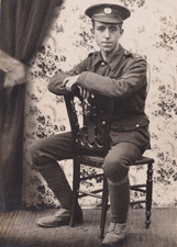 WW1 RPPC Photo British Soldier Arthur Uniform Somewhere In France 1915 Postcard