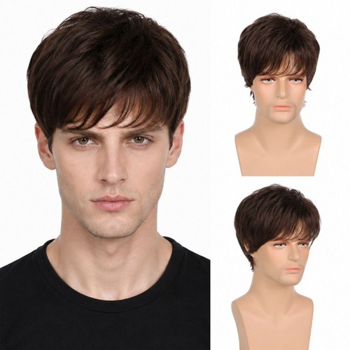 Short brown wig men - short,