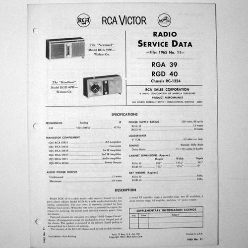 Rca models rga39 - models,