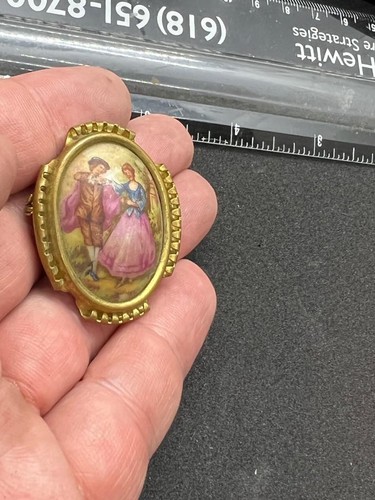 Limoges brooch hand painted - limoges,