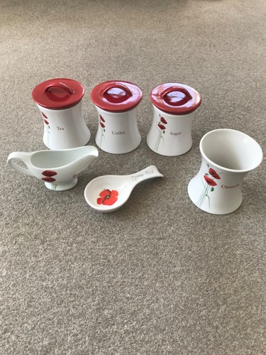 Dunelm poppy canisters tea - canisters,