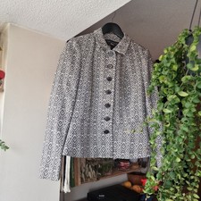 Paul Costelloe Cotton Blend Woven Black White Patterned Blazer Jacket Size UK12