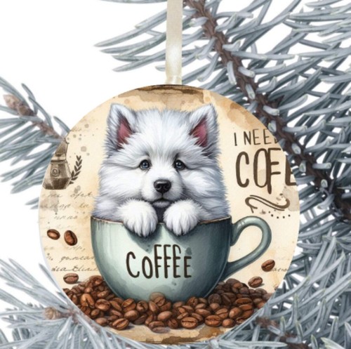Samoyed dog hanging bauble - samoyed,