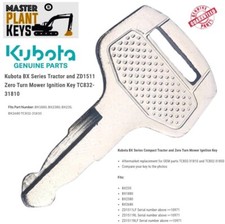 Kubota BX Series Tractor, ZD1511 Zero Turn Mower Ignition Master Key TC832-31810