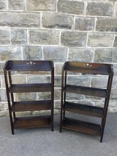 Pair Antique Oak Open Bookcase