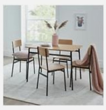 Livvy 110 cm Dining Table 4 Chairs Oak Effect Stylish Functional Dining Set
