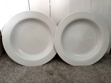 IKEA Susan Pryke 365+ White - Set of 2 Large Rimmed Pasta Dinner Bowls 11 3/4"