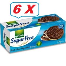 Gullon SUGAR FREE Dark Choc Digestive Biscuits (6X270g) UK SELLER & Free UK Post
