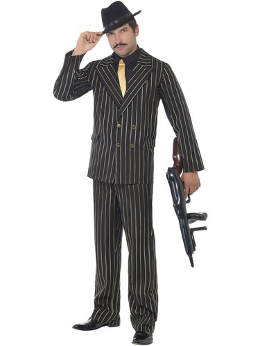 Gold pinstripe gangster - gold,