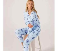 Carole Hochman Textured Knit Henley PJ Set Blue Size XL