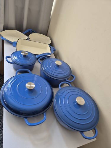 Piece blue enamel cast iron - blue,