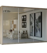 Sliding Wardrobe 4U Mirror sliding 2 or 3 Door With Led Lights Oak