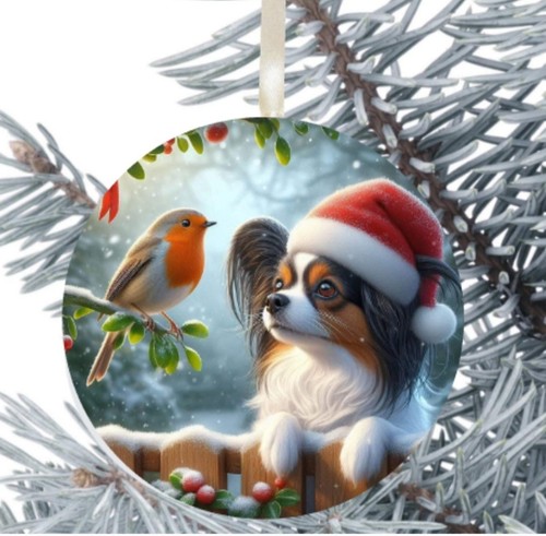 Papillon dog hanging bauble - hanging,