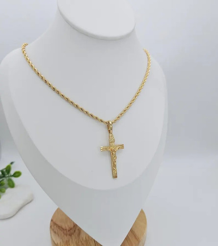 Gold crucifix necklace 14k - crucifix,