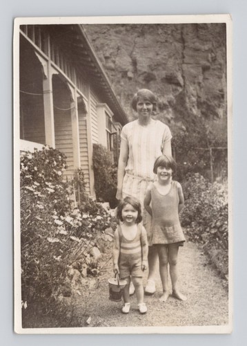 Old photo woman and - b&w,