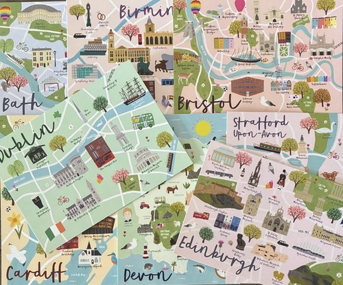 Modern map postcards sarah - modern,