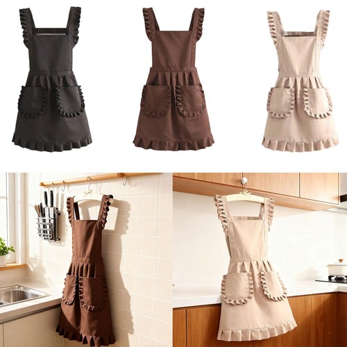 Retro ruffled apron with - ruffled,