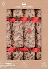 Celebration Crackers 12 x 12 Christmas Crackers - Red Robin Family Eco Cube wit