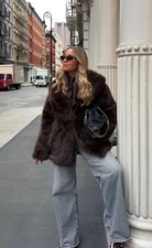 ZARA FAUX FUR COAT WITH BELT