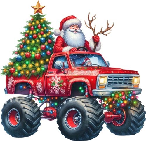 Christmas monster truck santa - christmas,