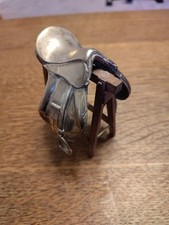 Saccheti 925 Sterling Silver Saddle On Rosewood Stand 