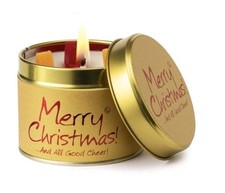 Lily Flame Merry Christmas Festive Scented Candle. Lidded Candle