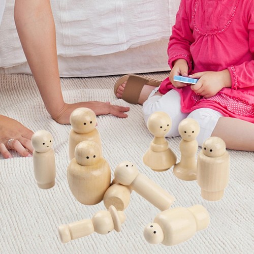 10x wooden peg - wooden, dolls