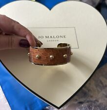 Aspinal of London Athena Cuff Bangle Bracelet Tan Snakeskin Leather Gold £65